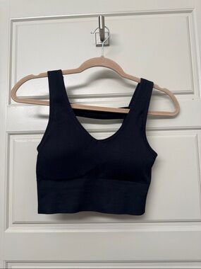 90 Degree By Reflex Black Ribbed V-Neck Sports Bralette